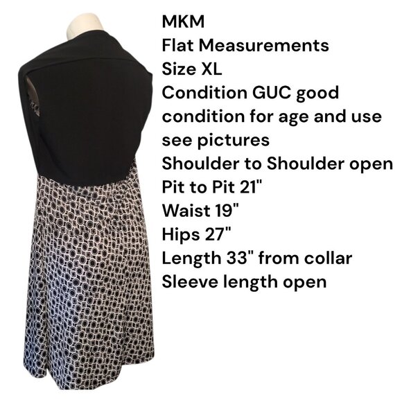 MKM Dress Size XL Black White Geometric - Picture 3 of 7